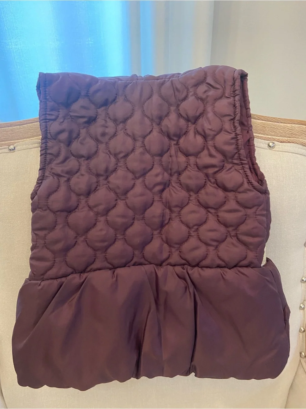 Little Lass Plum Quilted Puffer Vest with Cream Waistband
